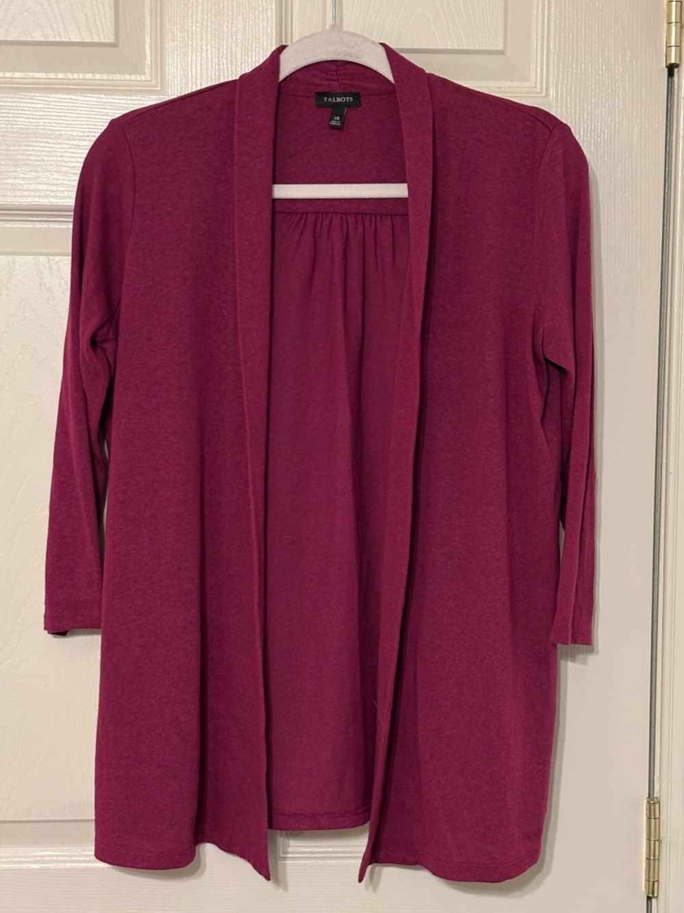 Talbots Open-Front Cotton Blend Cardigan in Berry Plum